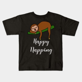 Sloth Happy Napping Kids T-Shirt